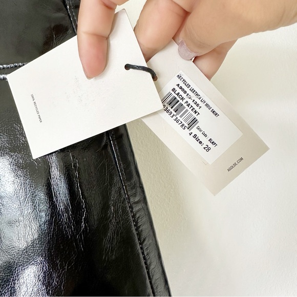Agolde Recycled Leather Liv Mini Skirt in Black Patent NWT - Picture 7 of 7